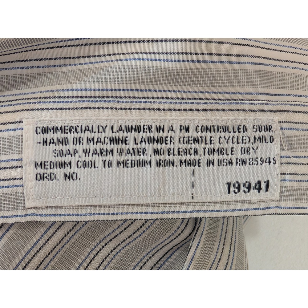Tom James Custom Tailored Mens Striped Button Down Dress Shirt 16.5 / 38 - Picture 5 of 6